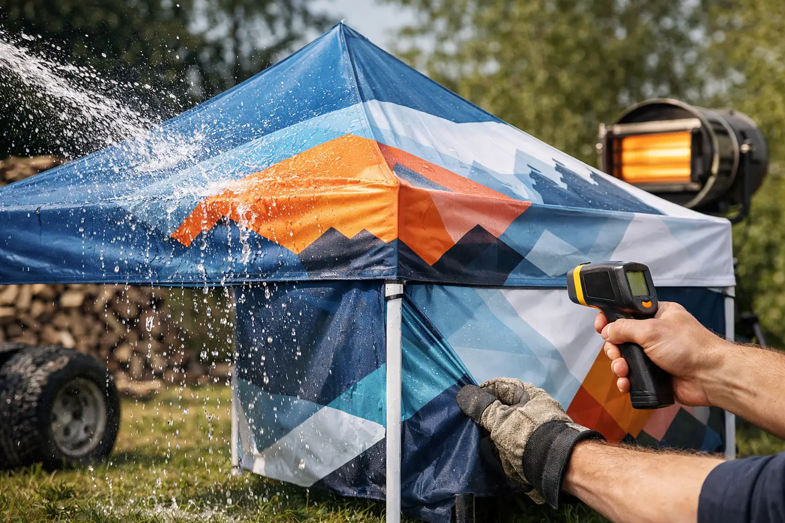 Faltzelt Bedruckung Haltbarkeit im Praxistest