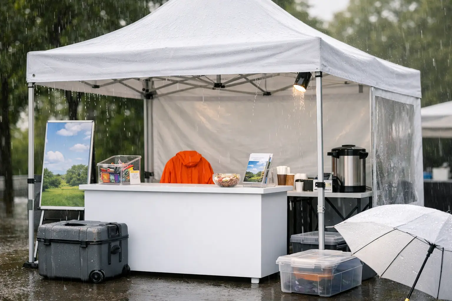 Promotionstand wetterfest ausstatten in 7 Schritten