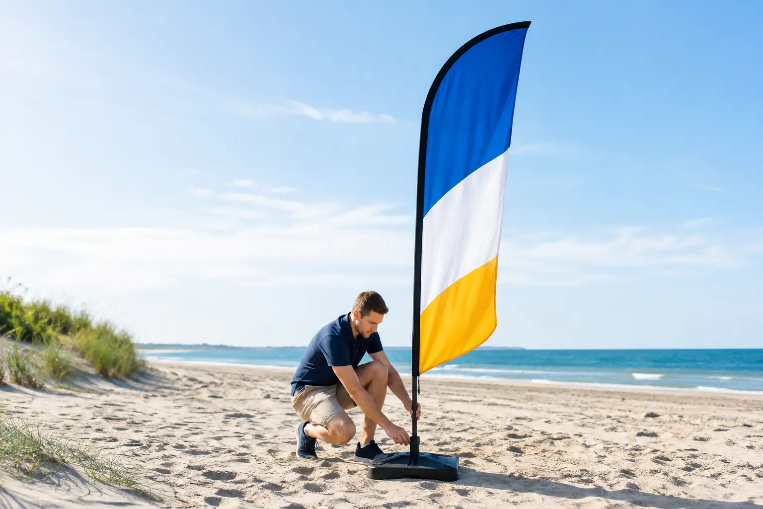 Beachflag korrekt aufstellen für sicheren Halt