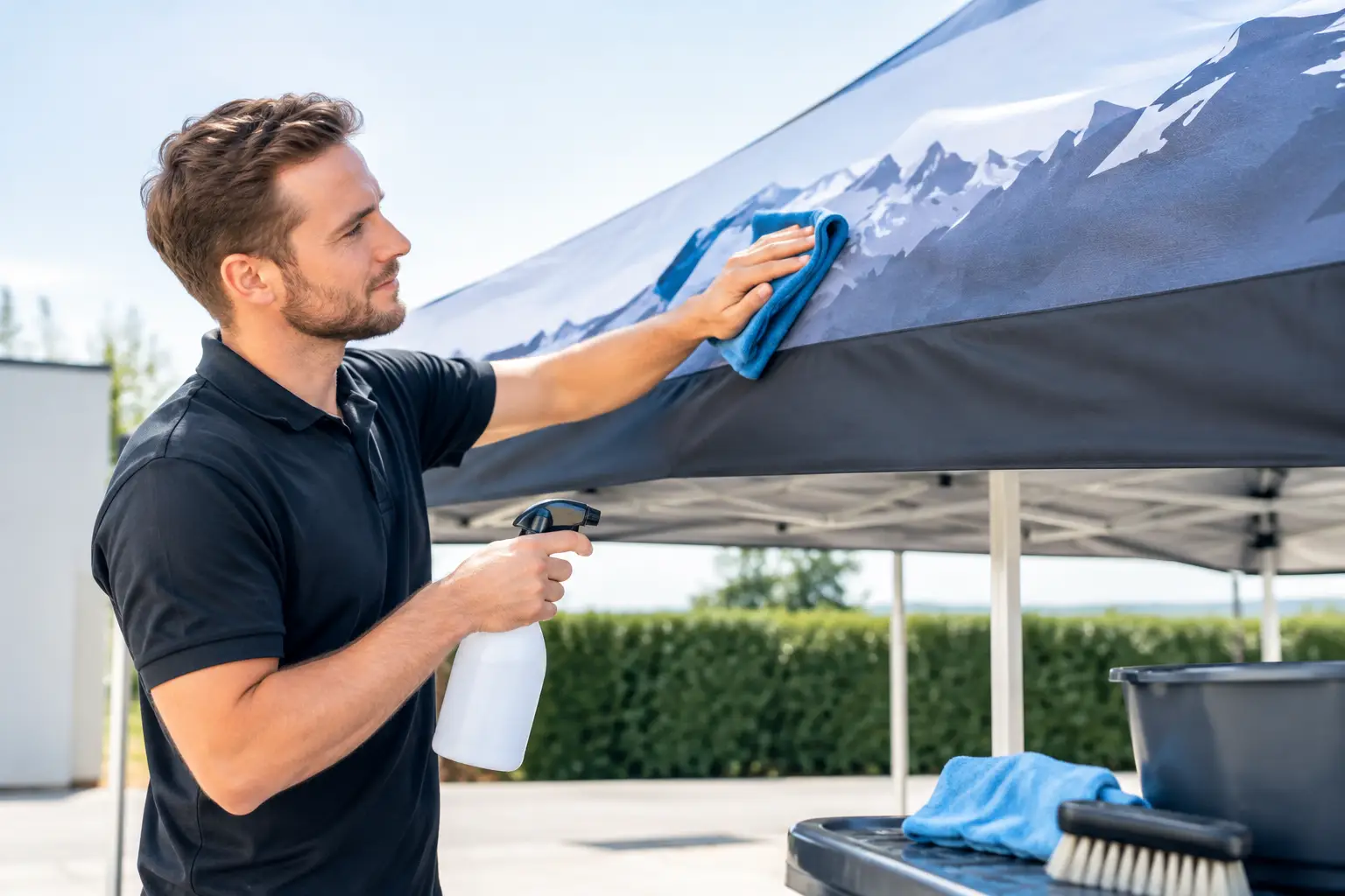 Faltzelt richtig reinigen und den Druck schützen
