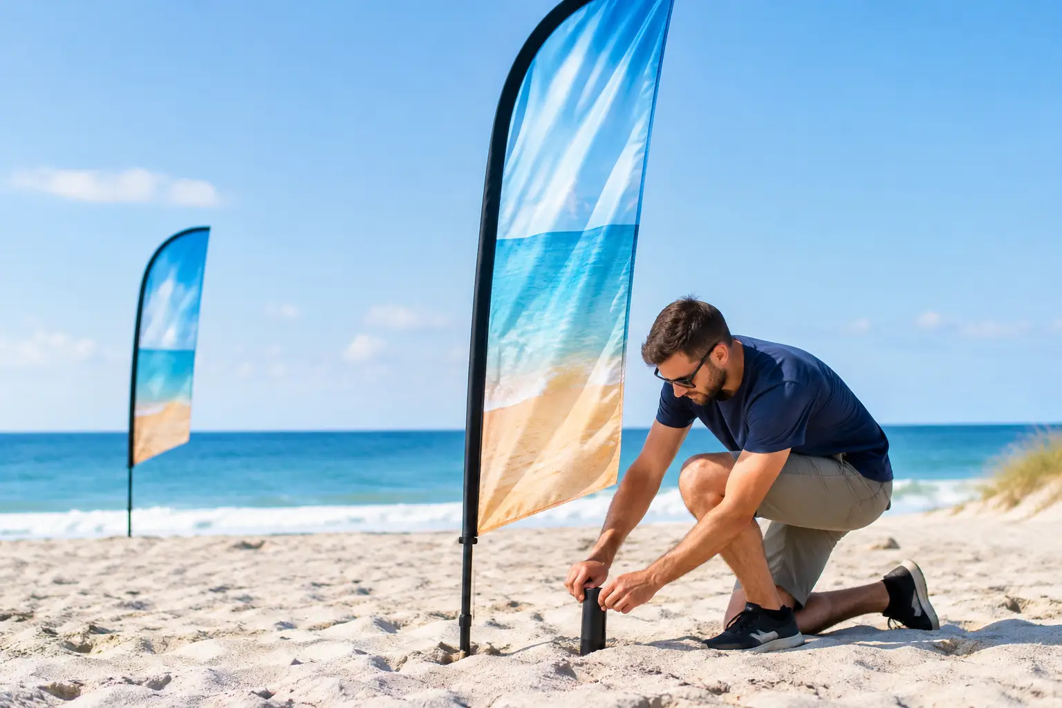 Welche Beachflag für Sandboden? Sicher aufstellen